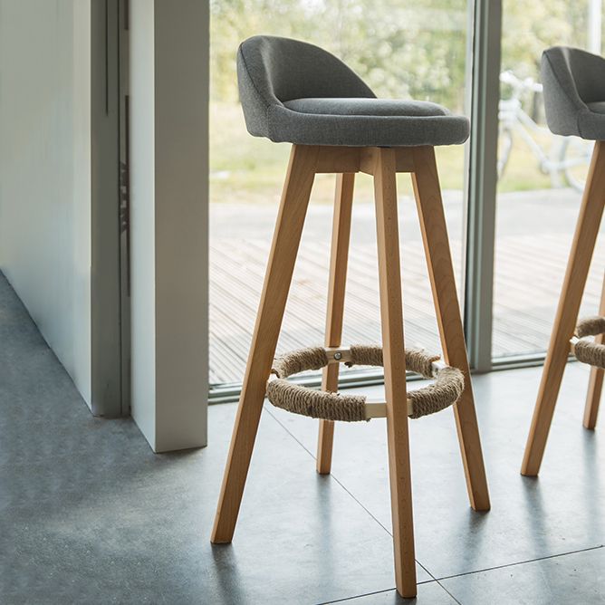 Tabouret de comptoir rotatif à dossier moderne, barre de ménage en bois avec coussin