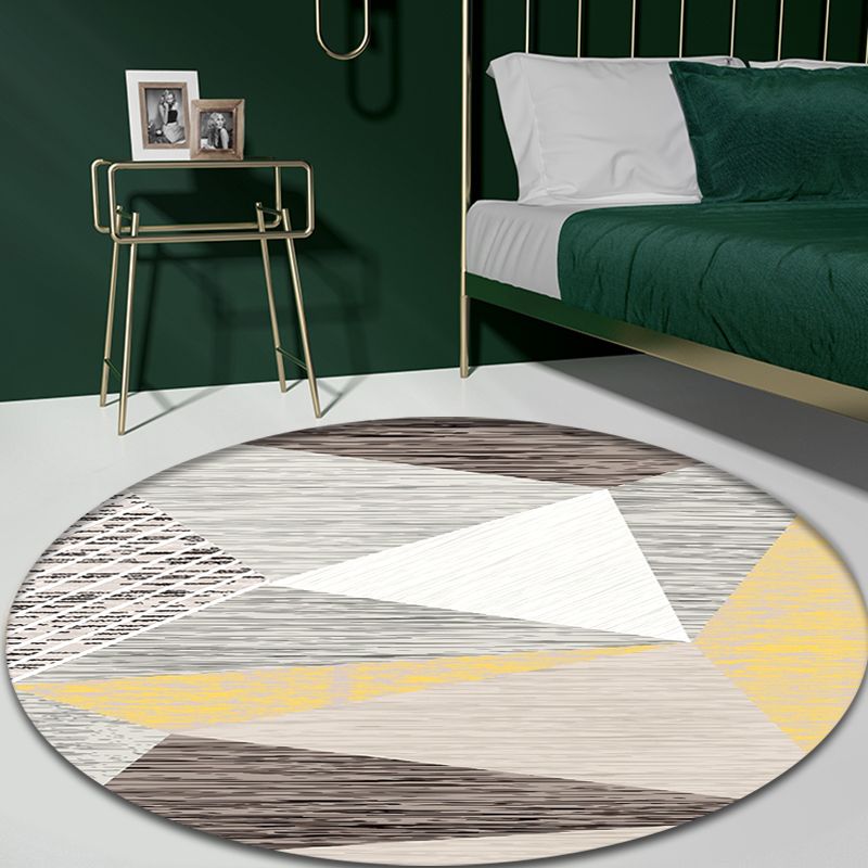 Modern 3D Geometric Indoor Rug Grey Polypropylene Rug Washable Anti-Slip Backing Carpet for Home