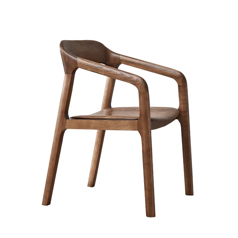 Traditional Style Ash Wood Chair Set Kitchen Open Back Dining Arm Chairs
