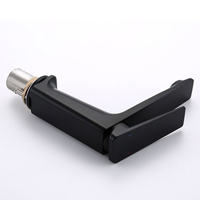 Modern Lavatory Faucet Brass Lever Handles Low Arc Bathroom Faucet