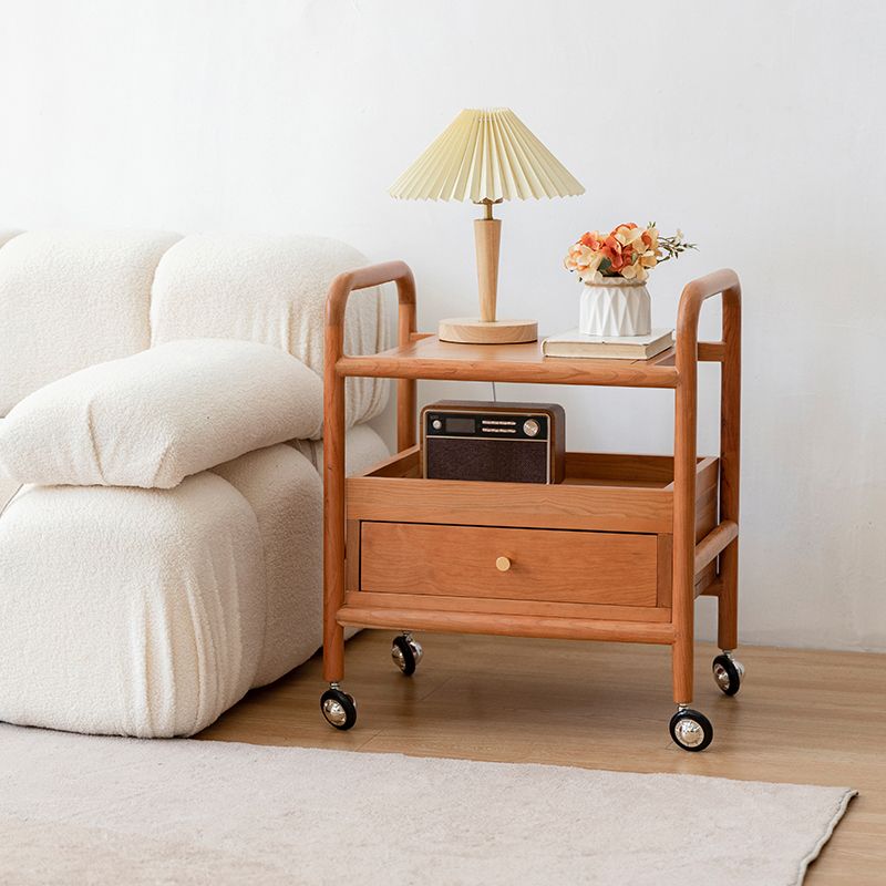 Modernistic Corner Table with Storage Rectangular Double Tier Living Room End Table