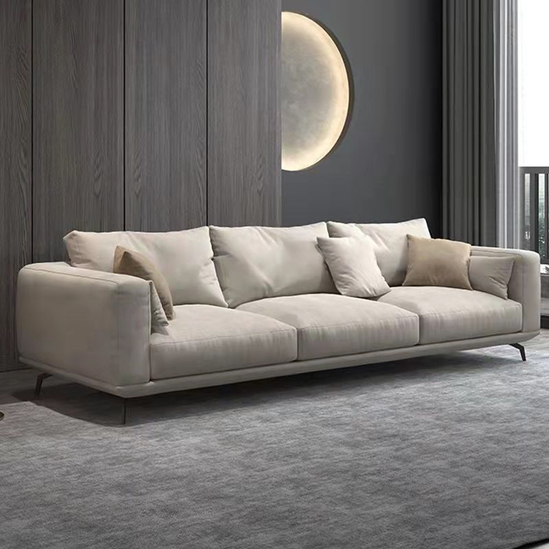 White Faux Leather Sofa & Chaise Loose Back Cushions Sofa - 25.59" H