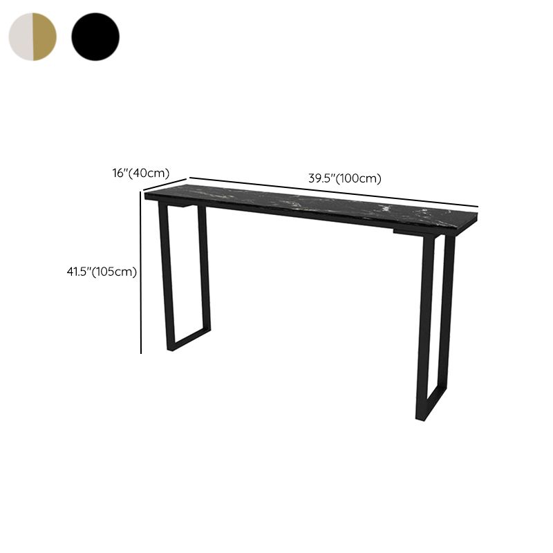 Marble Top Bar Table Rectangle Contemporary Style Pub Table for Home