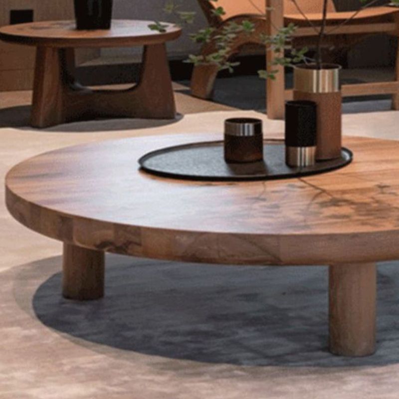 3 Legs 1 Single Coffee Table Solid Wood Brown Cocktail Table