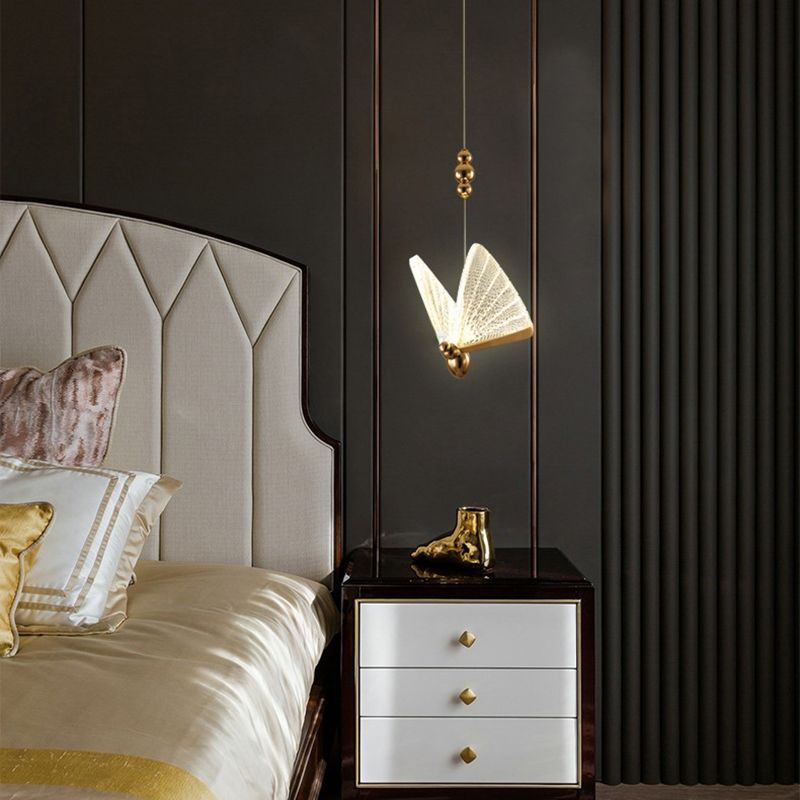 LED -Schlafzimmer Hanging Light Kit Nordic Clear Anhänger Lichtkit mit Schmetterling Acrylschatten