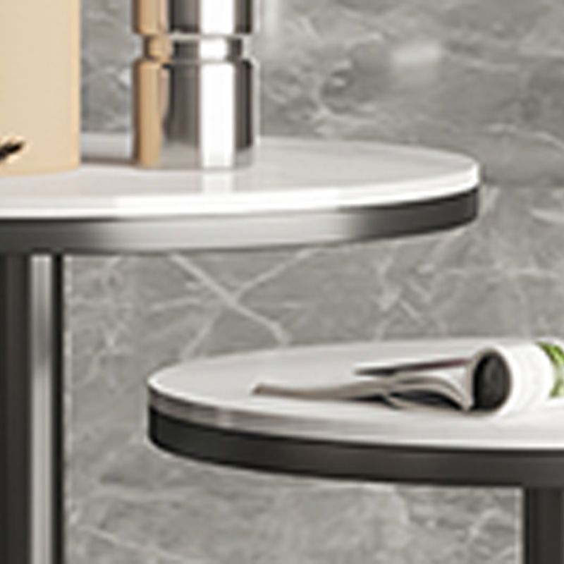 Modern Round Corner Table Slate Pedestal Side Table for Living Room
