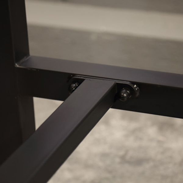 Industrial Brown Pine Bar Dining Table Square Indoor Bistro Table with Trestle Pedestal