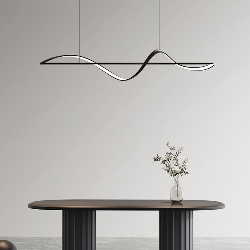 Strip Shape Island Hanging Lamp Modern LED Island Lamp with Acrylic Shade for Dining Room