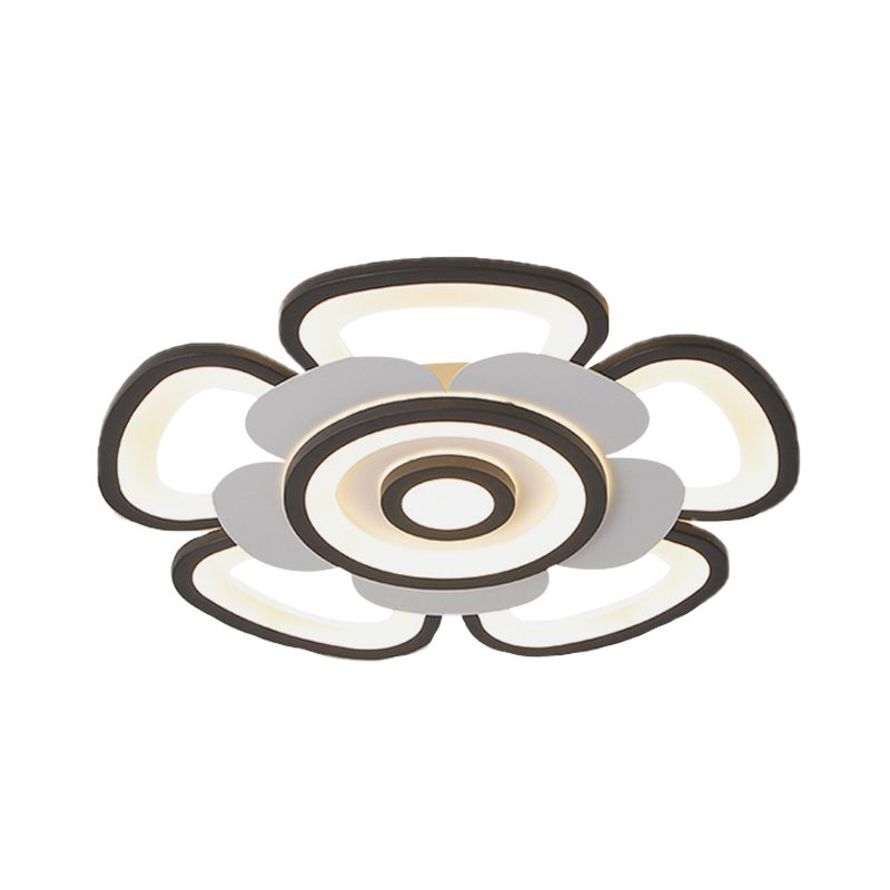 Blumen-Acryl-Unterputzleuchte, moderne LED-Deckenleuchte in Schwarz und Weiß mit warmem/weißem Licht, 20,5"/24,5" B