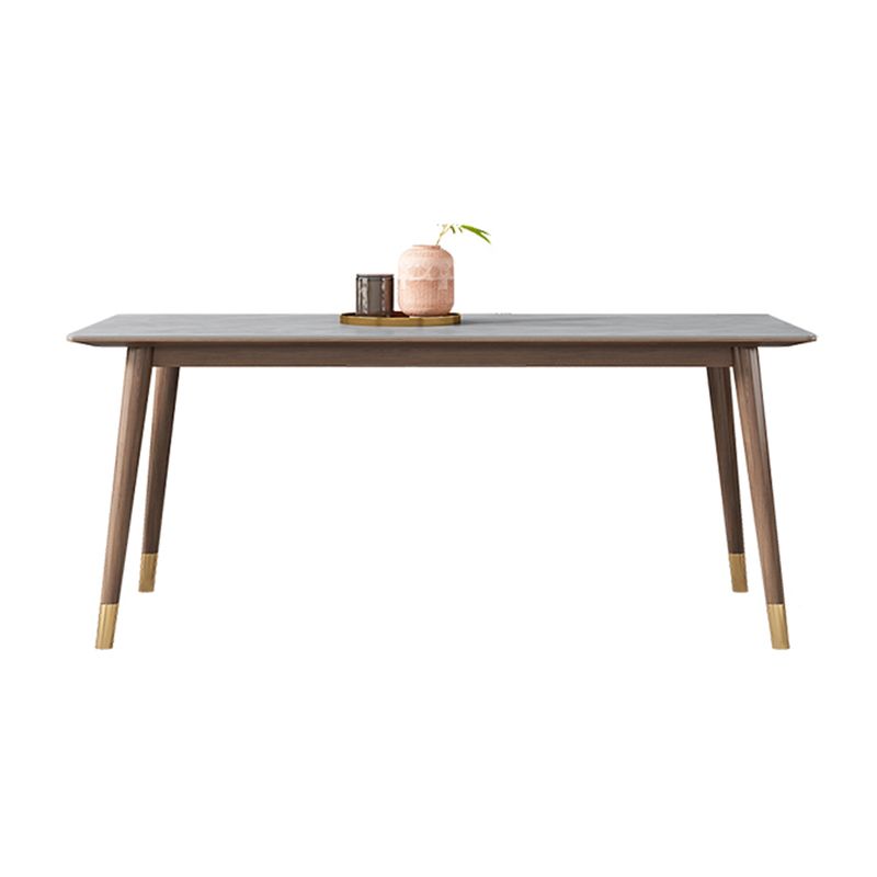 Mesa de comedor gris de cocina Mid-Century Mesa de comedor rectangular de piedra sinterizada con 4 patas