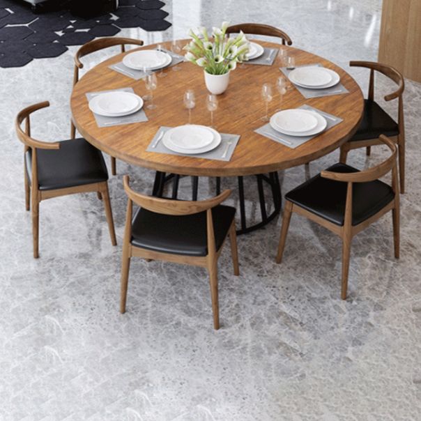 Modern Dining Set 1/2/7 Pcs Round Dining Table with Cow Horn Chairs