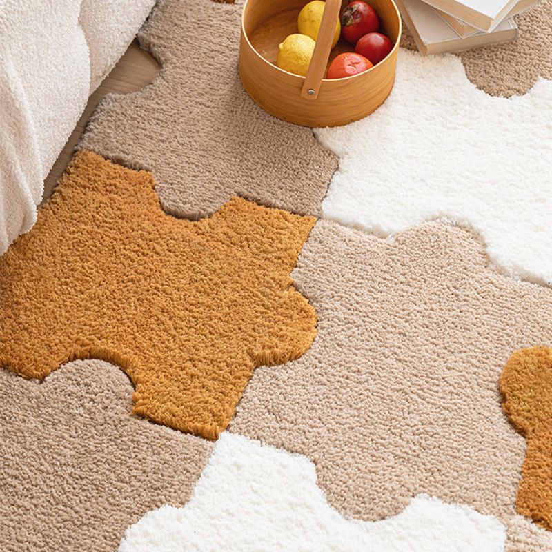 Modern Shag Carpet Tiles Puzzle Detail Color Block Indoor Carpet Tiles