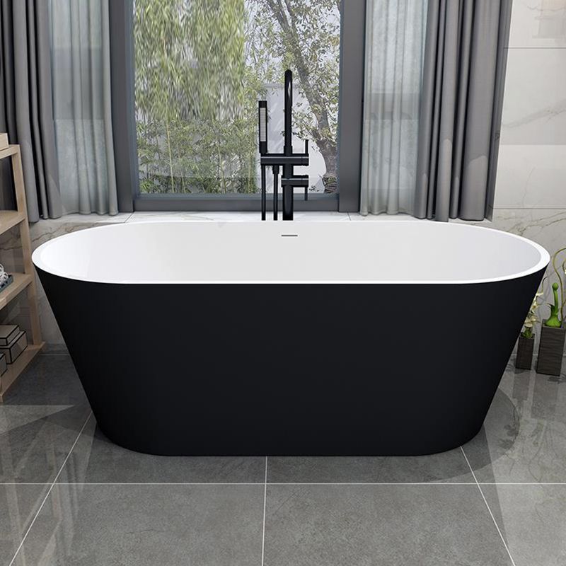 Stone Soaking Bathtub Antique Finish Oval Back to Wall Bath Tub (Faucet not Included)