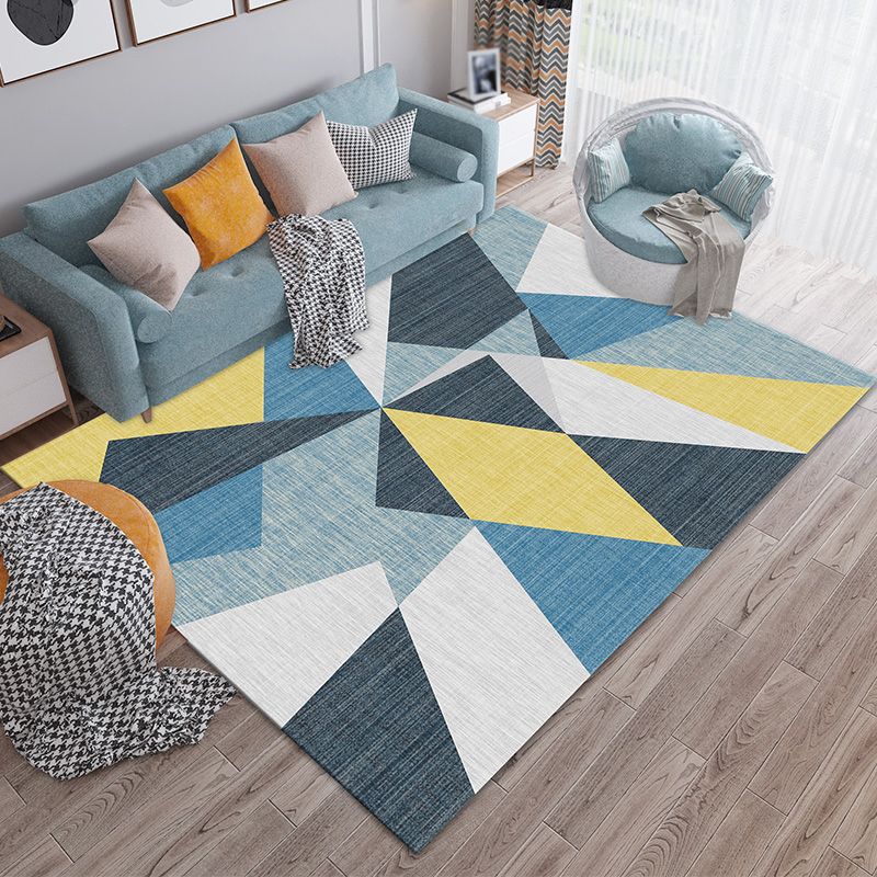 Simple Triangle Print Rug Multicolor Polyester Area Carpet Non-Slip Backing Rug for Living Room
