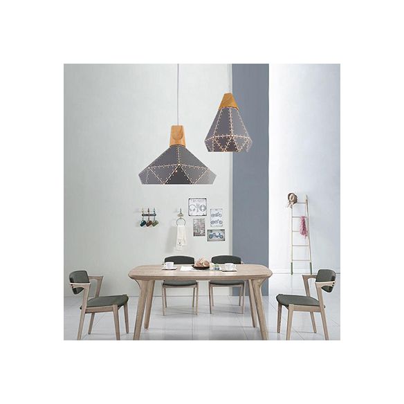 Forma colgante de forma de diamante metálico negro/gris/blanco 1 luz moderna monocromática luz colgante para escalera de cocina