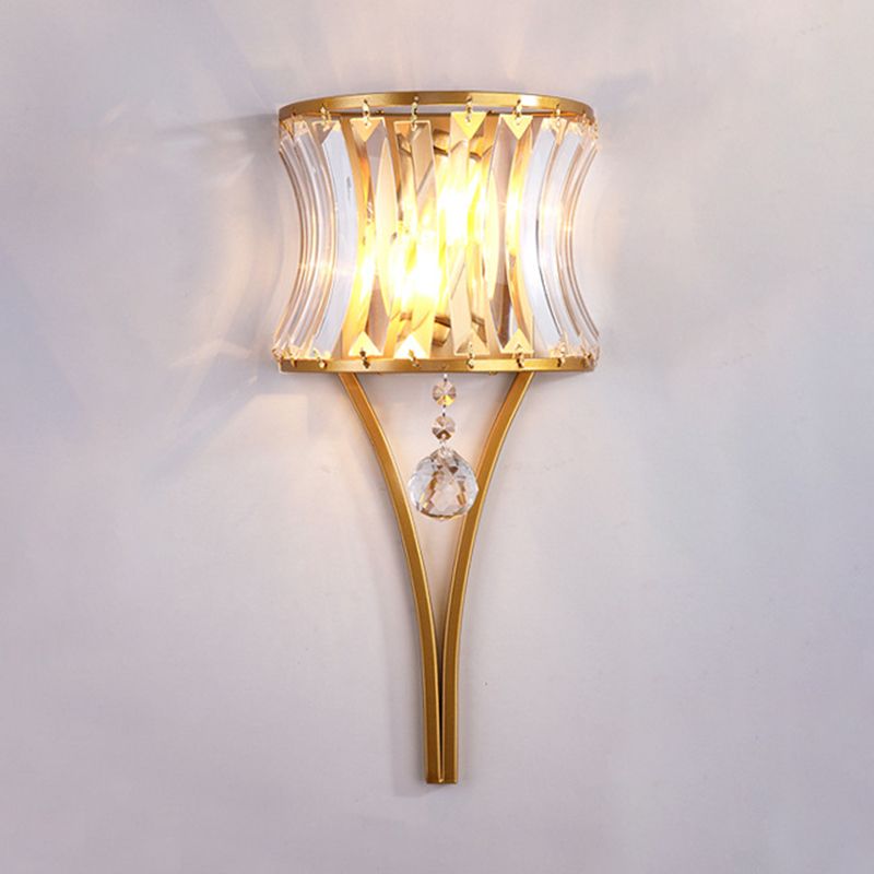 Moderne Stil gebogene Wandleuchten klare Kristall 2 Leichter Wandlampen in Gold und Schwarz