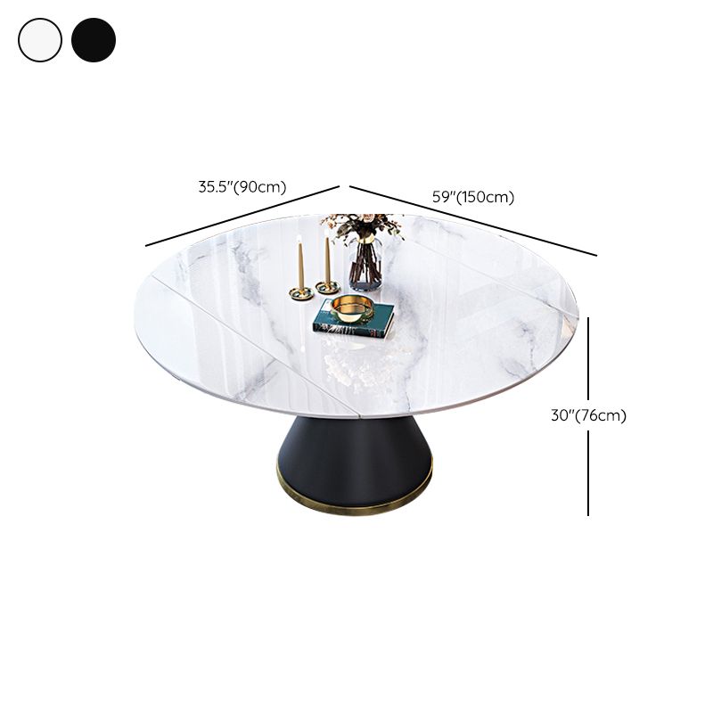 Modern Stone Foldable Dining Table Metal Base for Dining Room