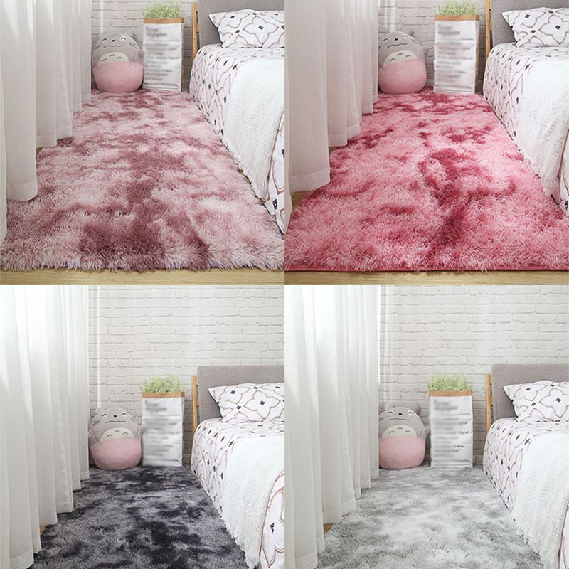 Calming Decoration Rug Multi Color Tie Dyed Pattern Area Rug Faux Fur Machine Washable Anti-Slip Backing Carpet
