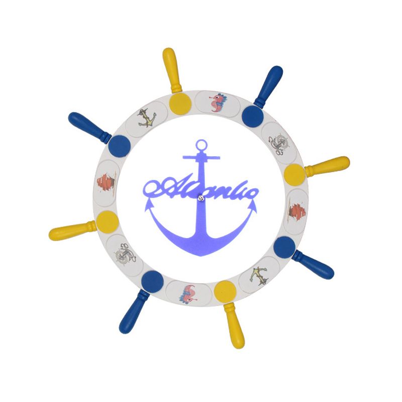 White Rudder LED Ceiling Light Kids Wooden Flush Mount Recessed Lighting, 18"/25.5" Width