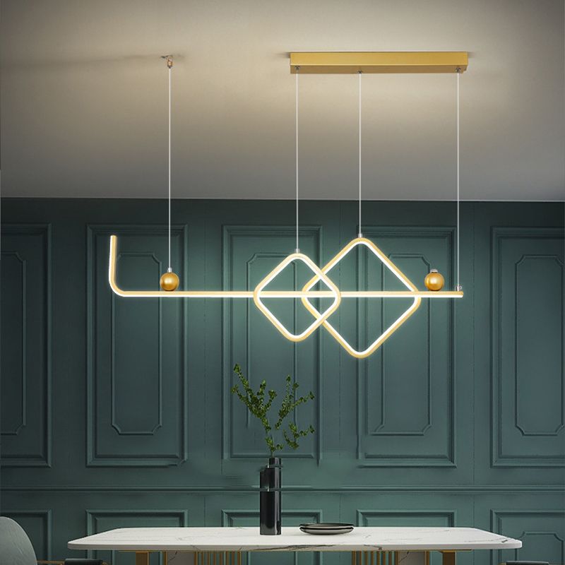 Metal Linear Island Pendant Modern Multiple-Light Island Lighting
