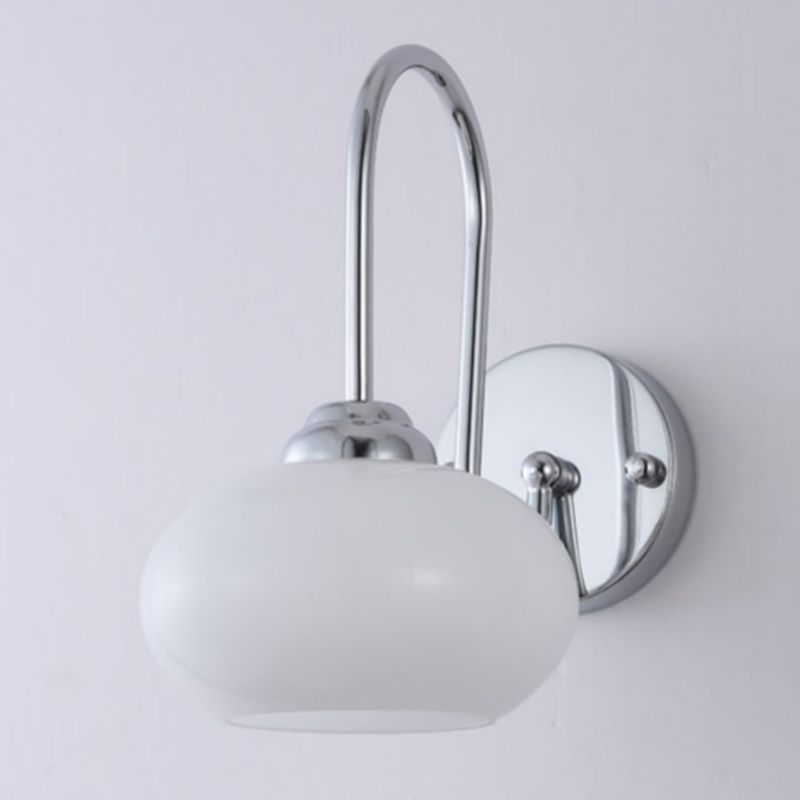 Nordic Style Wall Light Silvery Wall Lamp with Glass Shade for Bedroom