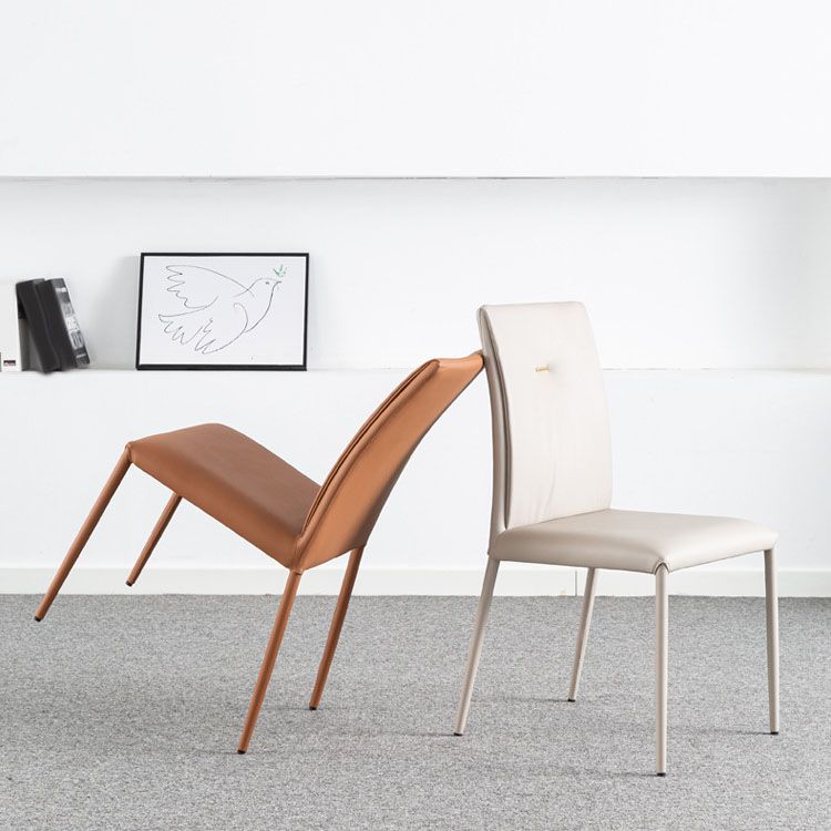 Contemporary Design Leather Dining Chairs Armless Solid Back Chair