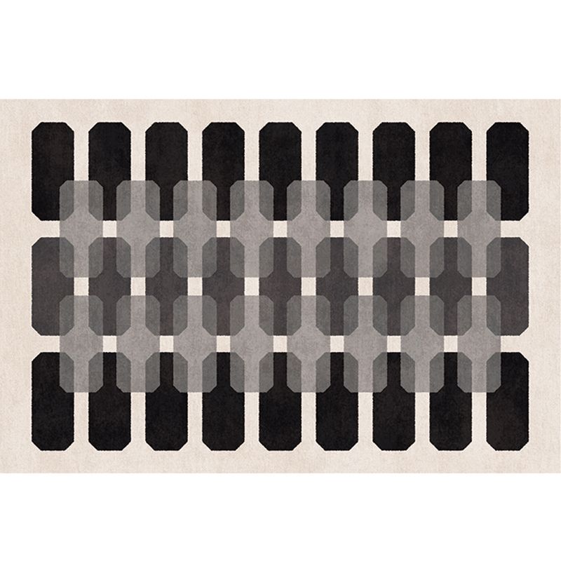 Zwart eigentijds tapijten Polyester grafisch vloerkleed niet-slip achterste tapijt voor woonkamer