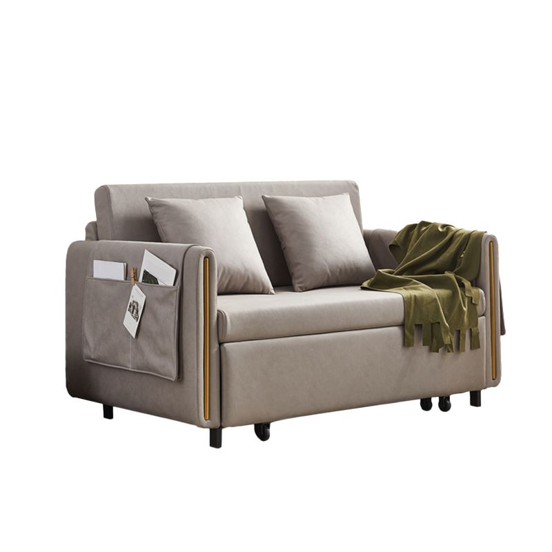 Faux Leather Convertible Square Arm Sofa with Bed with Storage