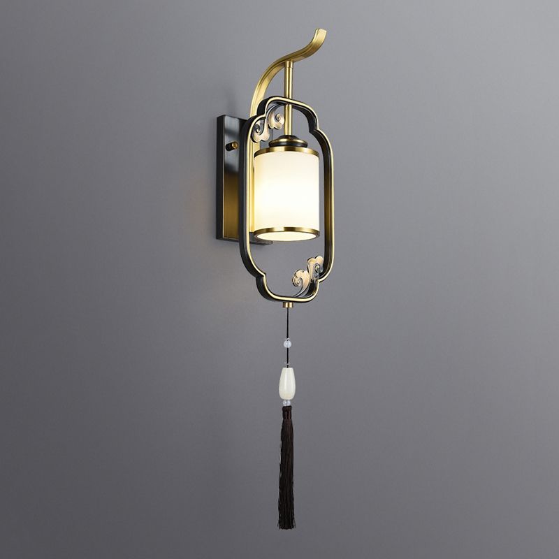 Modern Simple Wall Light Cylinder Shape Wall Lamp with Glass Shade for Living Room