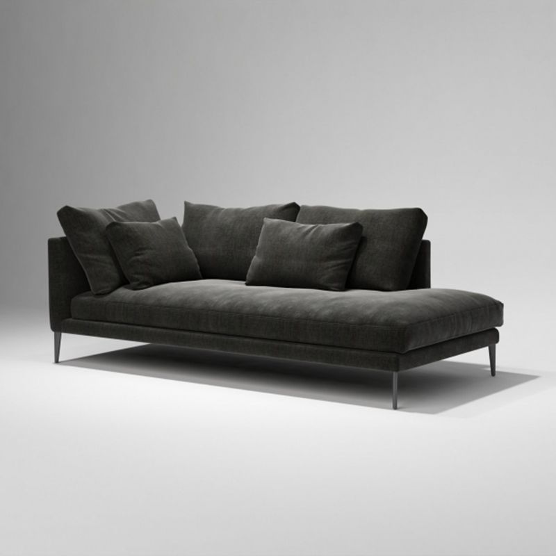 Contemporary Black with Arms Chaise Wood Pillow Top Arms for Bedroom Living Room