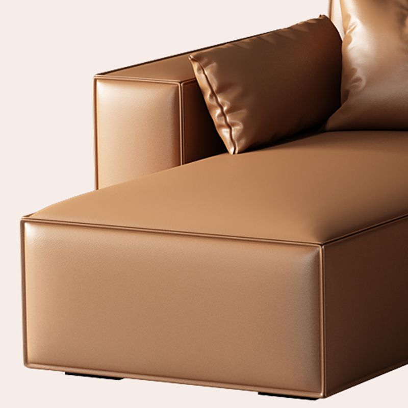 Faux Leather Modern Standard Sofa 37"W Square Arm Sofa  Sofa  Living Room