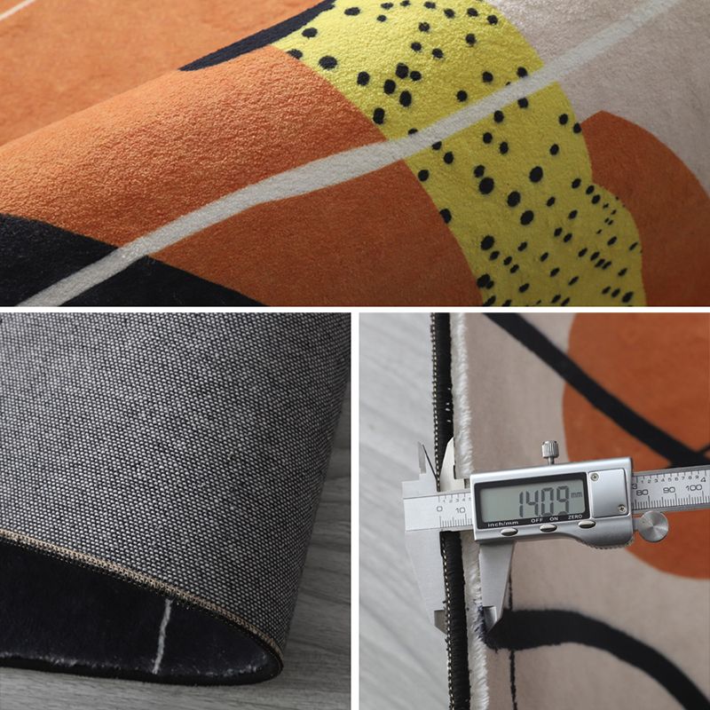 Orange Tone Modern Indoor Rug Polyester Geometric Print Carpet Easy Care Rug for Home Decoration