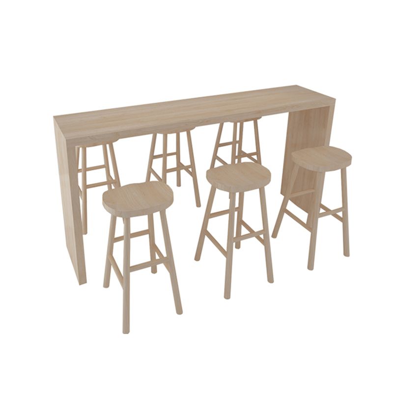 Contemporary Style Solid Wood Bar Stool Table Rectangle Bar Table in Natural