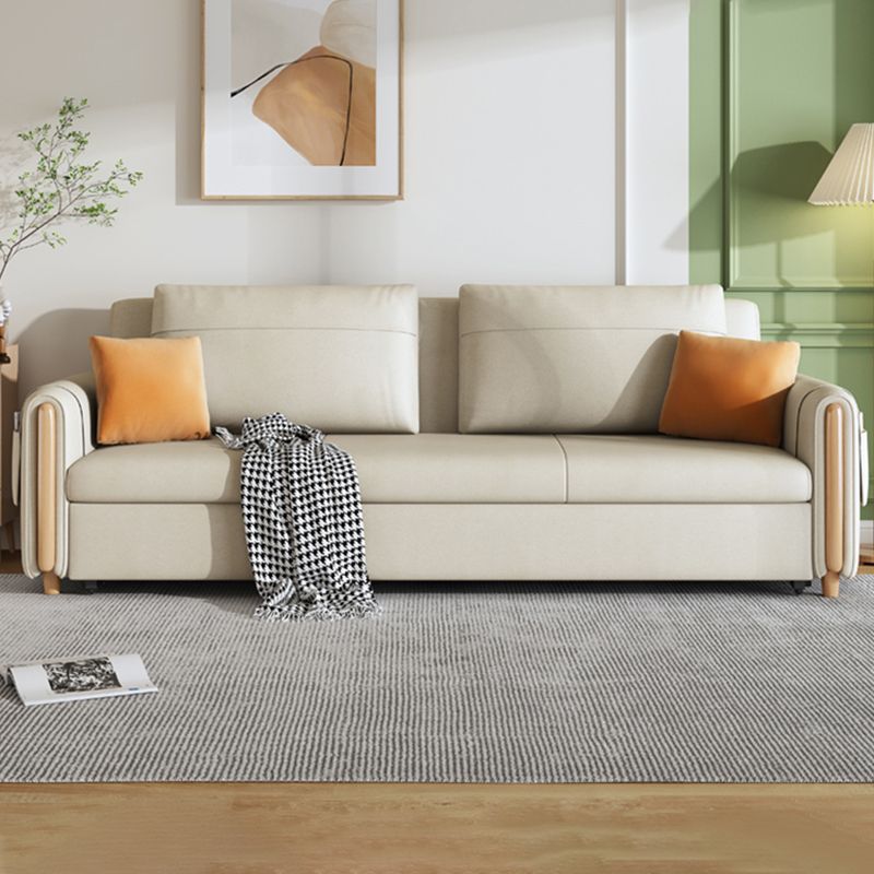 31" Wide Contemporary Futon Sofa Bed White Futon Sleeper Sofa with Storage