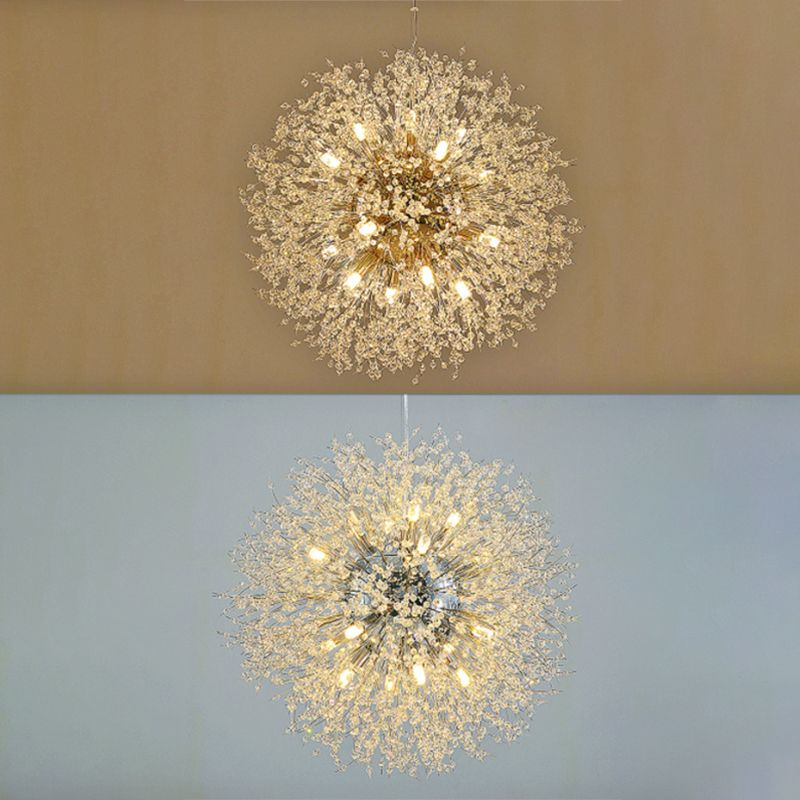 Modern Chandelier Light Fixtures Dandelion Suspension Pendant Lamps with Crystal Beads