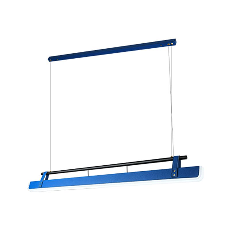 Modern Leather Island Lamp Rectangle 1-Light Restaurant Pendant Light with Acrylic Shade