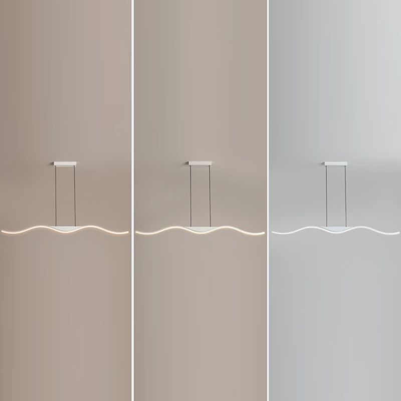 White Linear Kitchen Island Lighting Metal Square Ceiling Light for Living Room