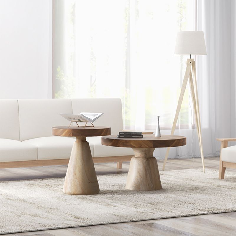 Contemporary Coffee Table Brown Pedestal Coffee Cocktail Table