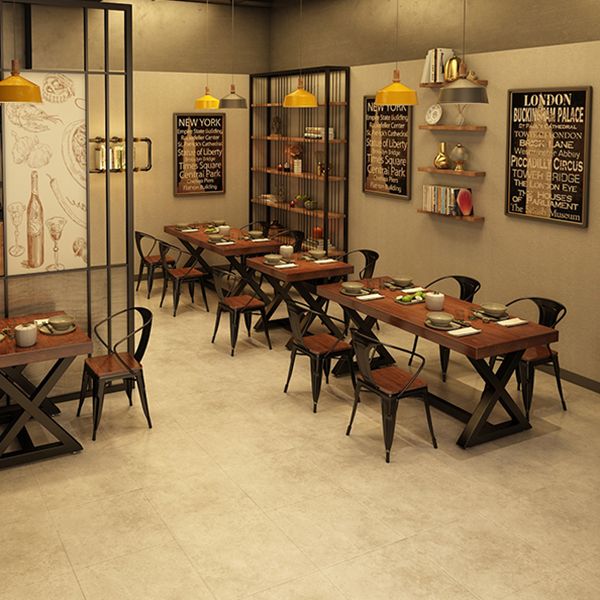 Industrial Dining Table Set 1/2/5 Pieces with Metal Base Kitchen Furniture Set