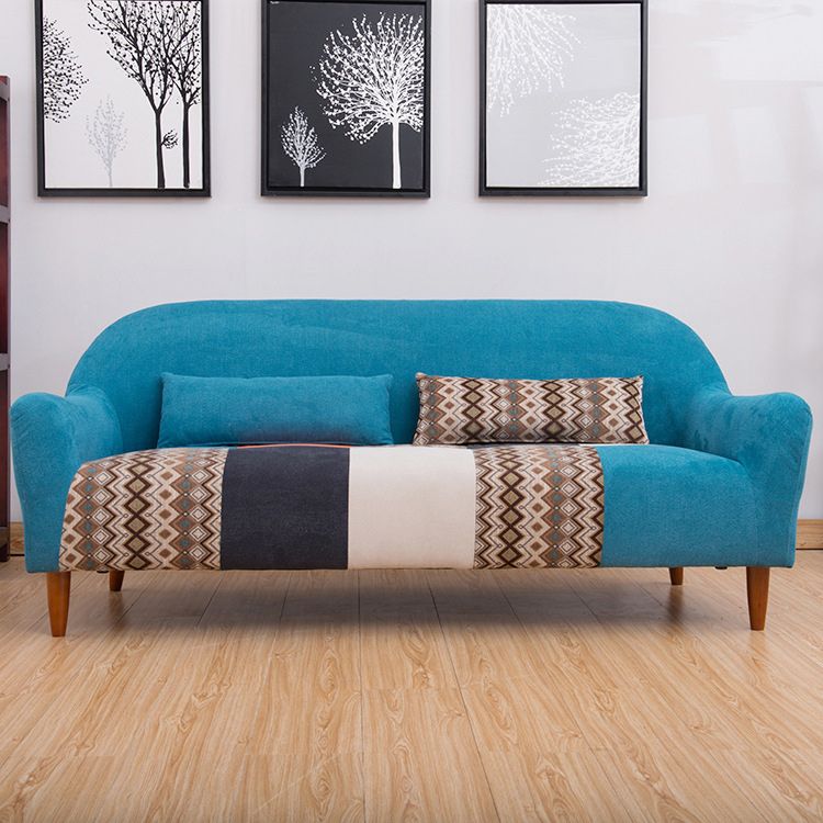 31.88" High Sloped Arm Sofa Modern Style Pillow Back Fabric Sofa