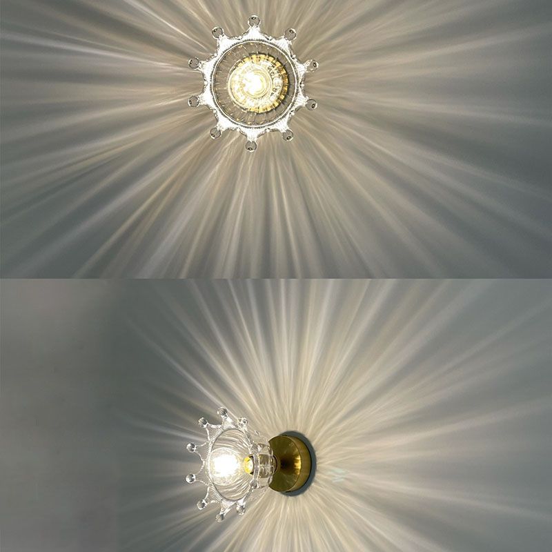 Glass Shaded Ceiling Mounted Fixture Minimalist Style Gold Ceiling Flush Mount for Aisle