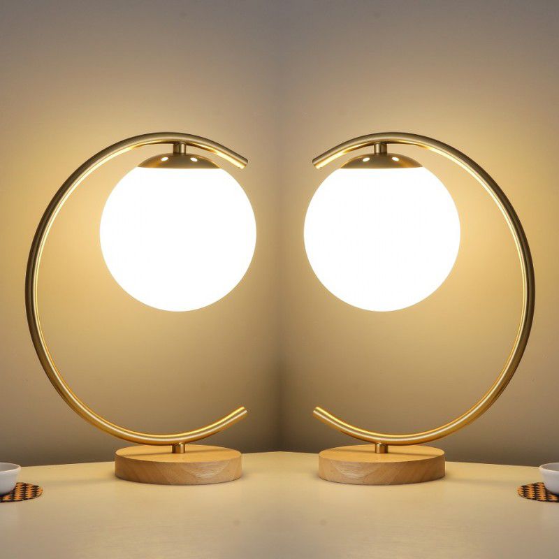 Ultra-modern Simplicity Globe Table Lamp White Glass Nightstand Lamp for Bedroom