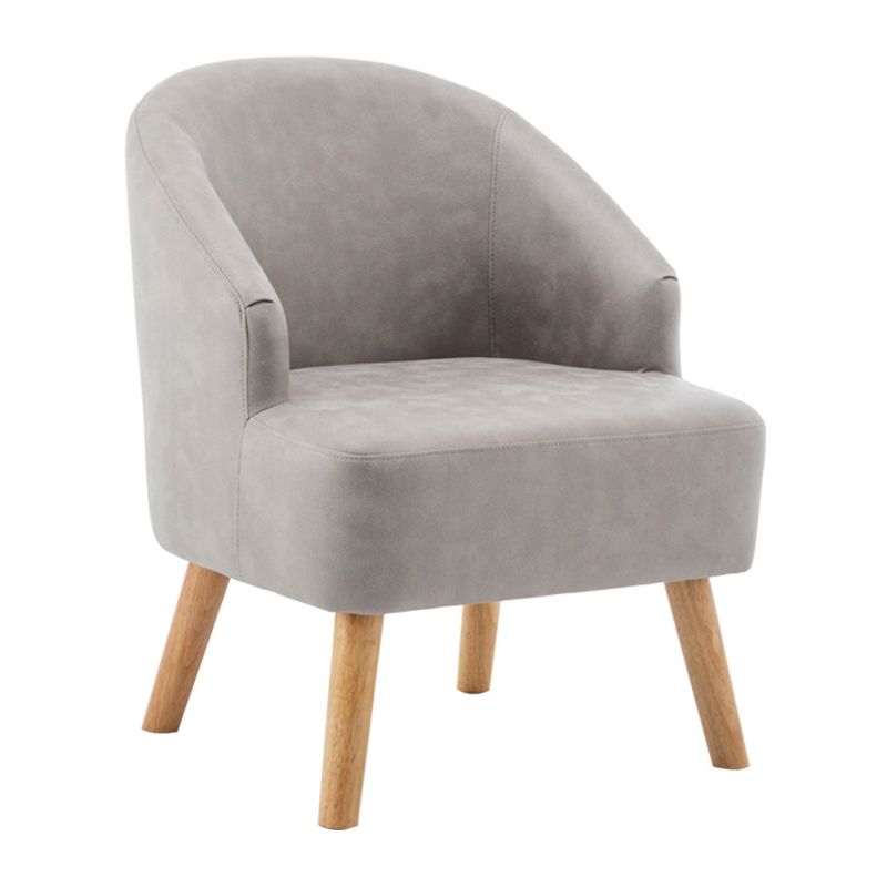 Faux Leather Chair Barrel Chair Solid Wood Frame Chair for Living Room
