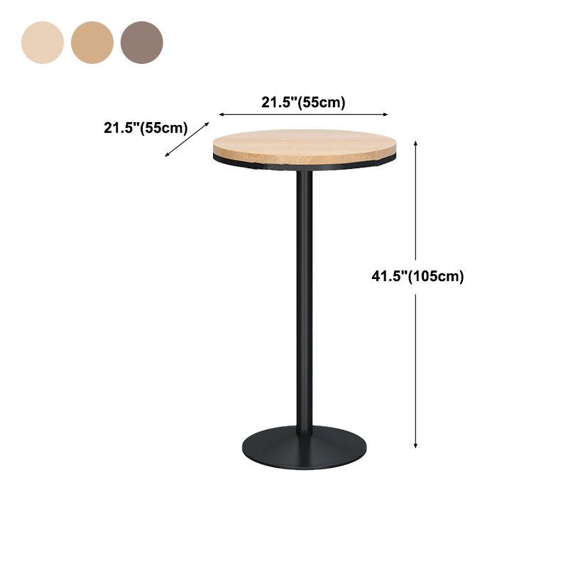 Modern Round Bar Dining Table Indoor Wood Top Bar Height Pub Table Iron Base
