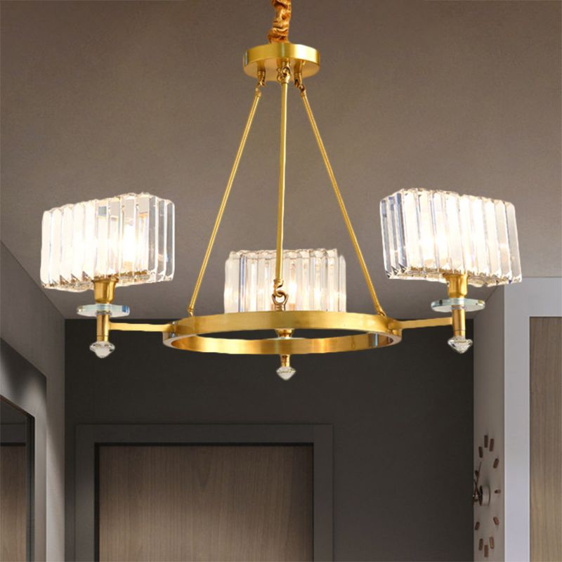3/6 lampen Suspensie Verlichting Hedendaagse Cuboid Crystal Pendant Kroonluchter in goud