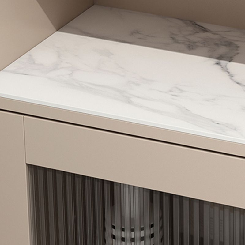 Modern Wooden Storage Cabinet with 2 Glass Doors and Storage Shelf