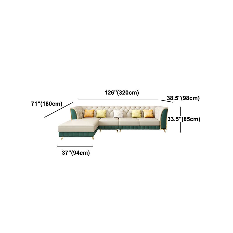 Leather Tuxedo Arm Sectional Sofa 33.46"High Tufted Split-Back Sofa