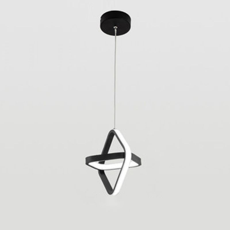Black Geometrical Hanging Light Fixture Simple LED Metal Hanging Pendant Light for Bedroom