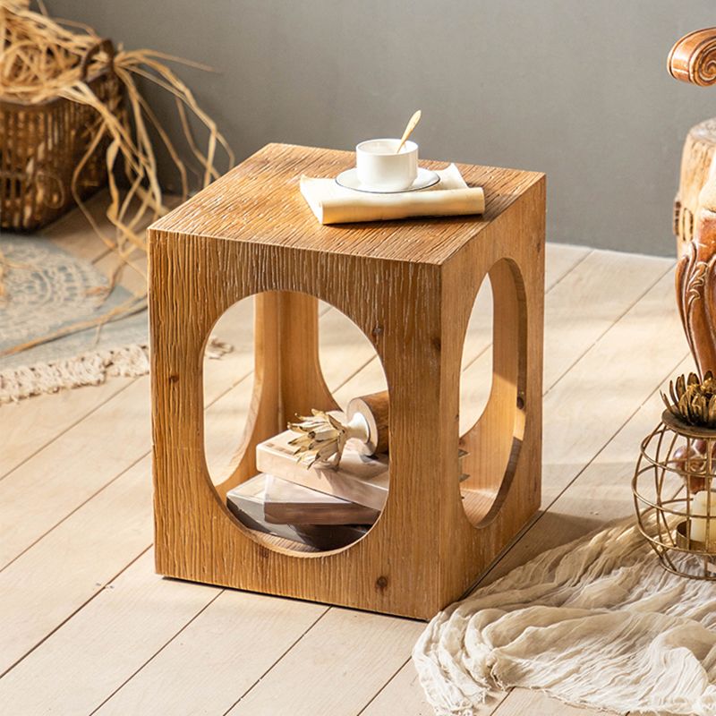 Geometric Shape Accent Side Table Wooden Simple Bedroom End Table