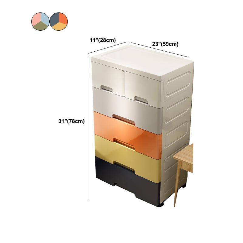 Contemporary 6-drawer Storage Cabinet Plastic Wardrobe Armoire